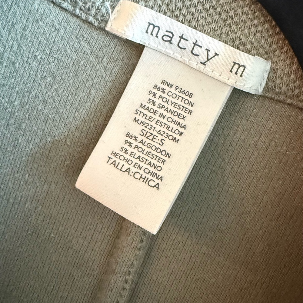 Matty M Sage Green Open Front Blazer Jacket Size S - Picture 2 of 3